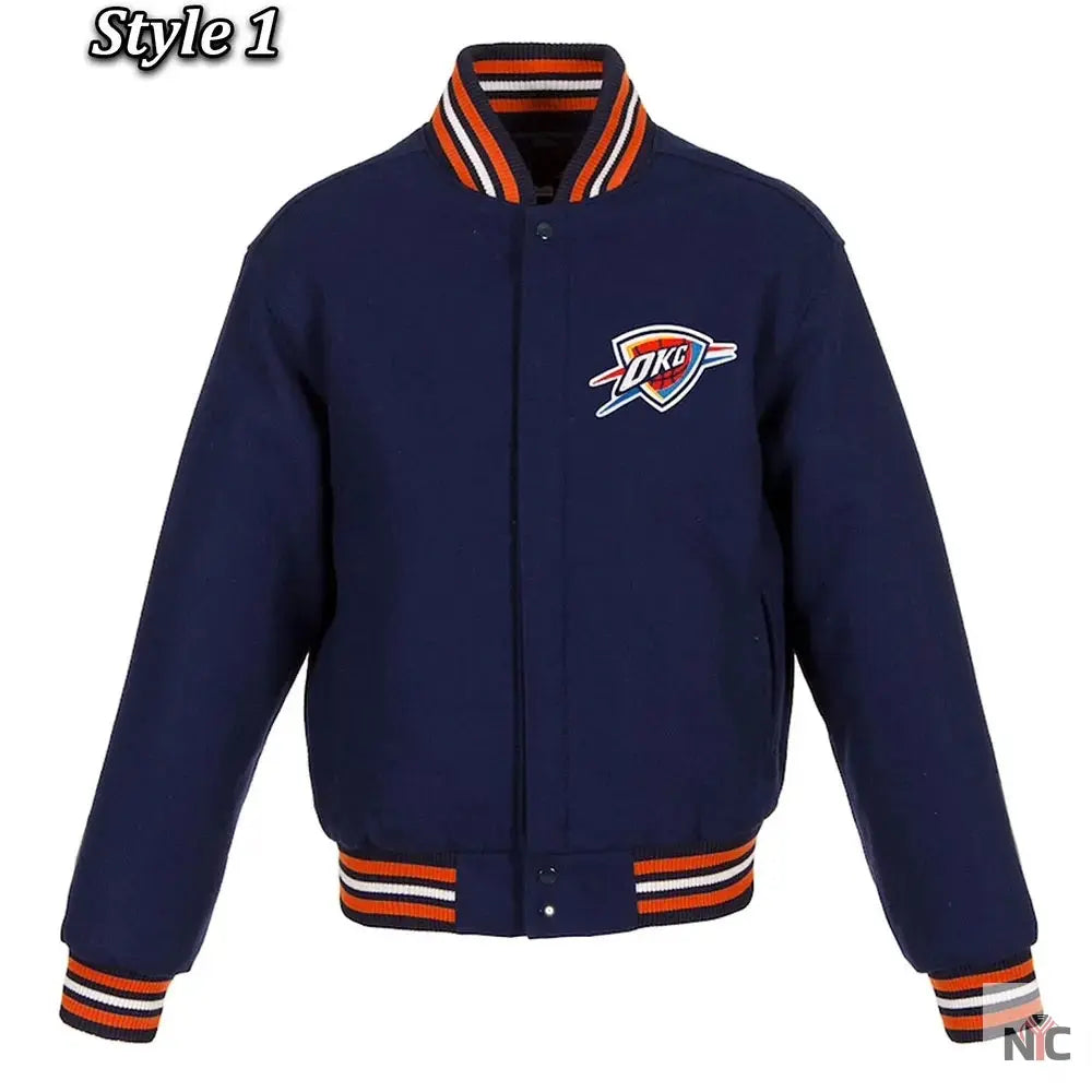 Varsity Oklahoma City Thunder Navy Wool Jacket NYC Jackets