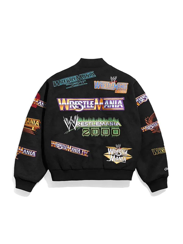 WWE WrestleMania 1-21 Black Varsity Jacket