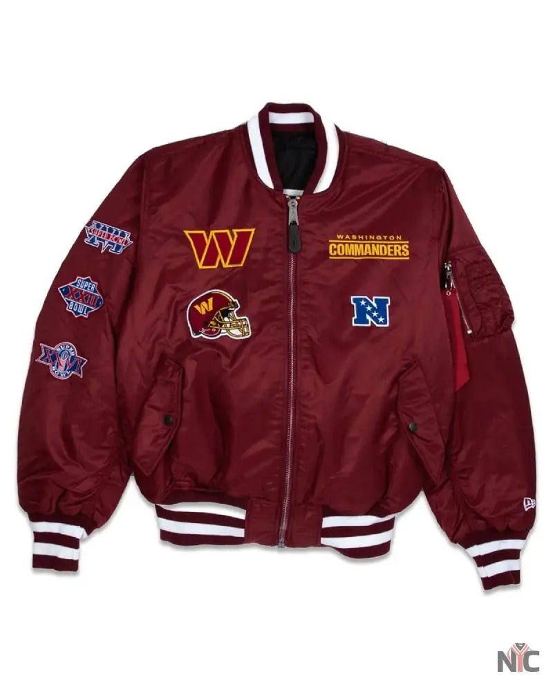 Washington Commanders Burgundy MA-1 Jacket NYC Jackets
