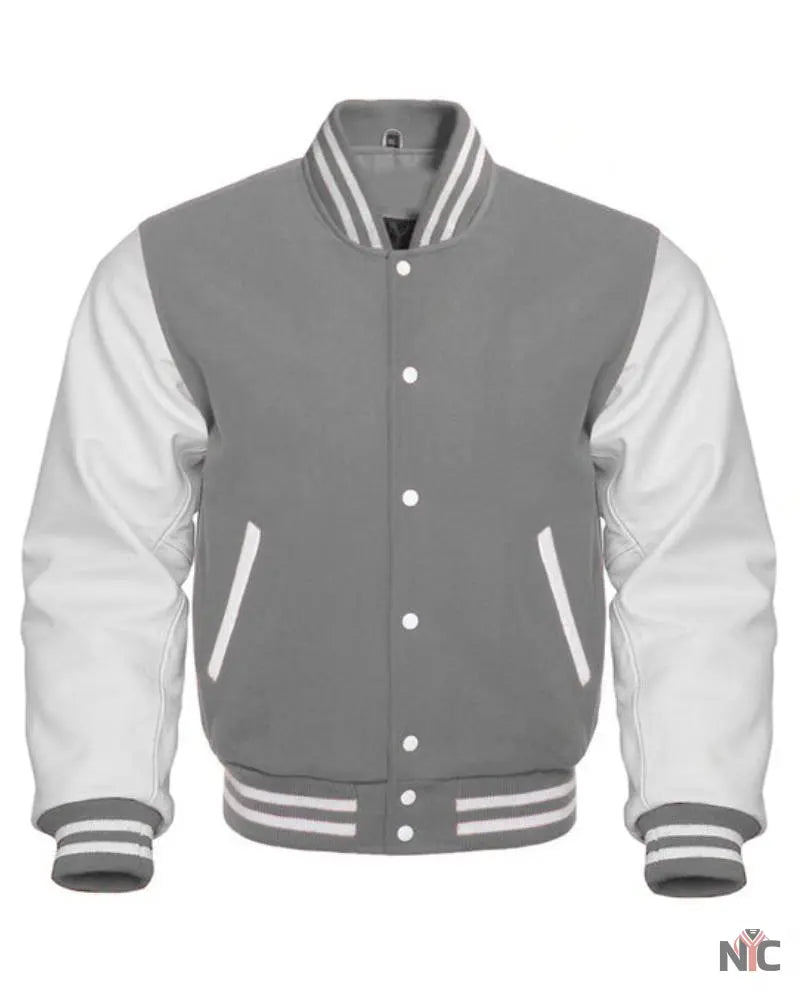 White And Grey Varsity Jacket NYC Jackets