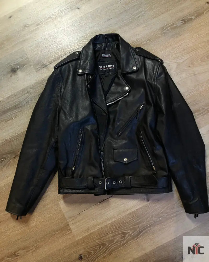 Wilson’s Black Leather Motorcycle Jacket NYC Jackets