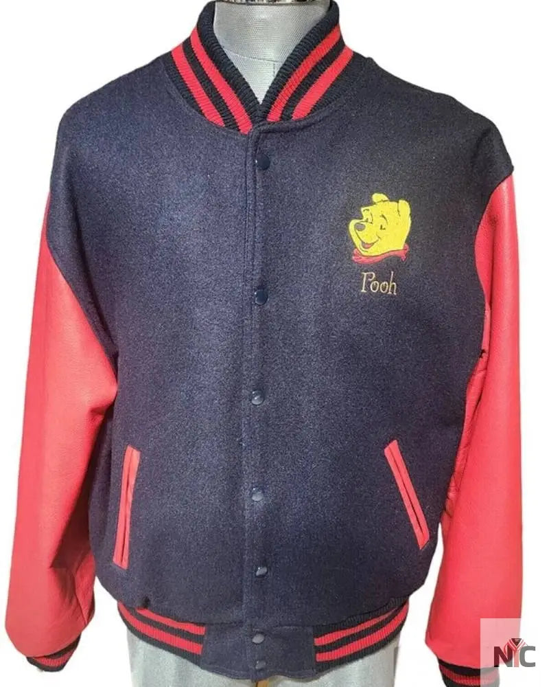 Winnie The Pooh Blue And Red Varsity Jacket NYC Jackets