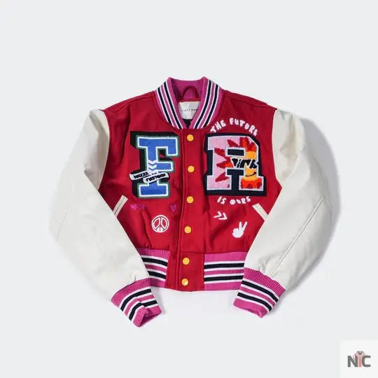 Women’s First Row The Future Is Ours League Red Varsity Jacket NYC Jackets
