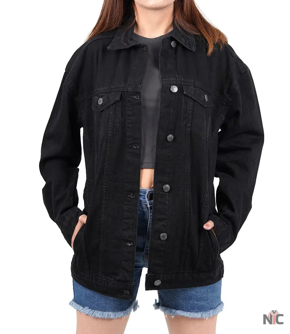 Womens Oversized Black Denim Jacket NYC Jackets