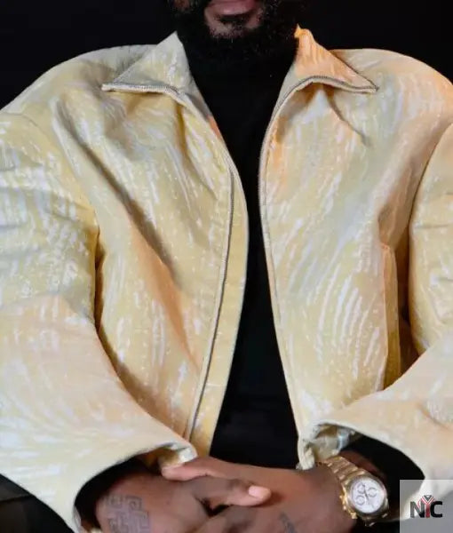 Yellow & White Leather Jacket Worn by Damso in Damso NYC Jackets