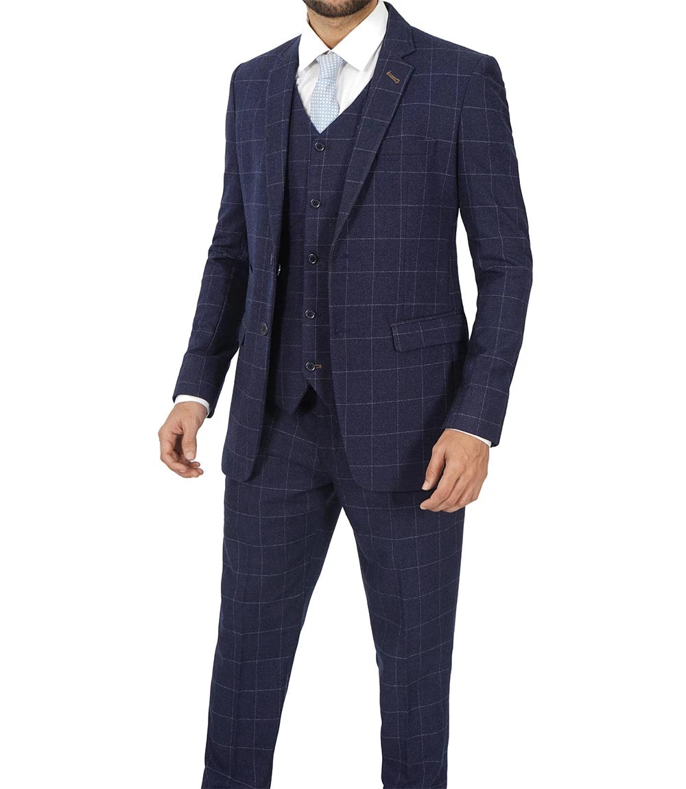 Men's Vintage 3-Piece Navy Blue Prom Suit - Wedding Suit