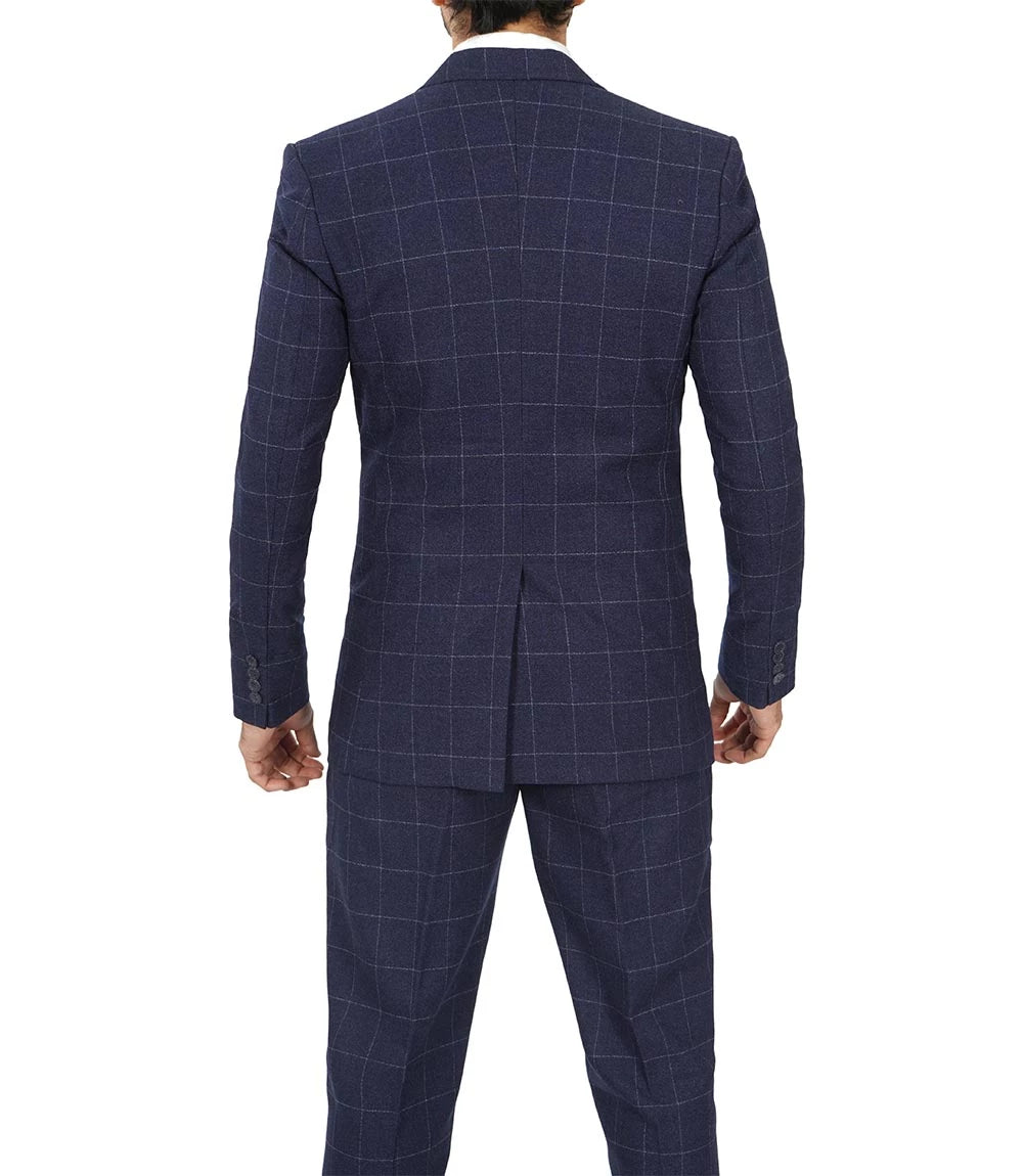 Men's Vintage 3-Piece Navy Blue Prom Suit - Wedding Suit