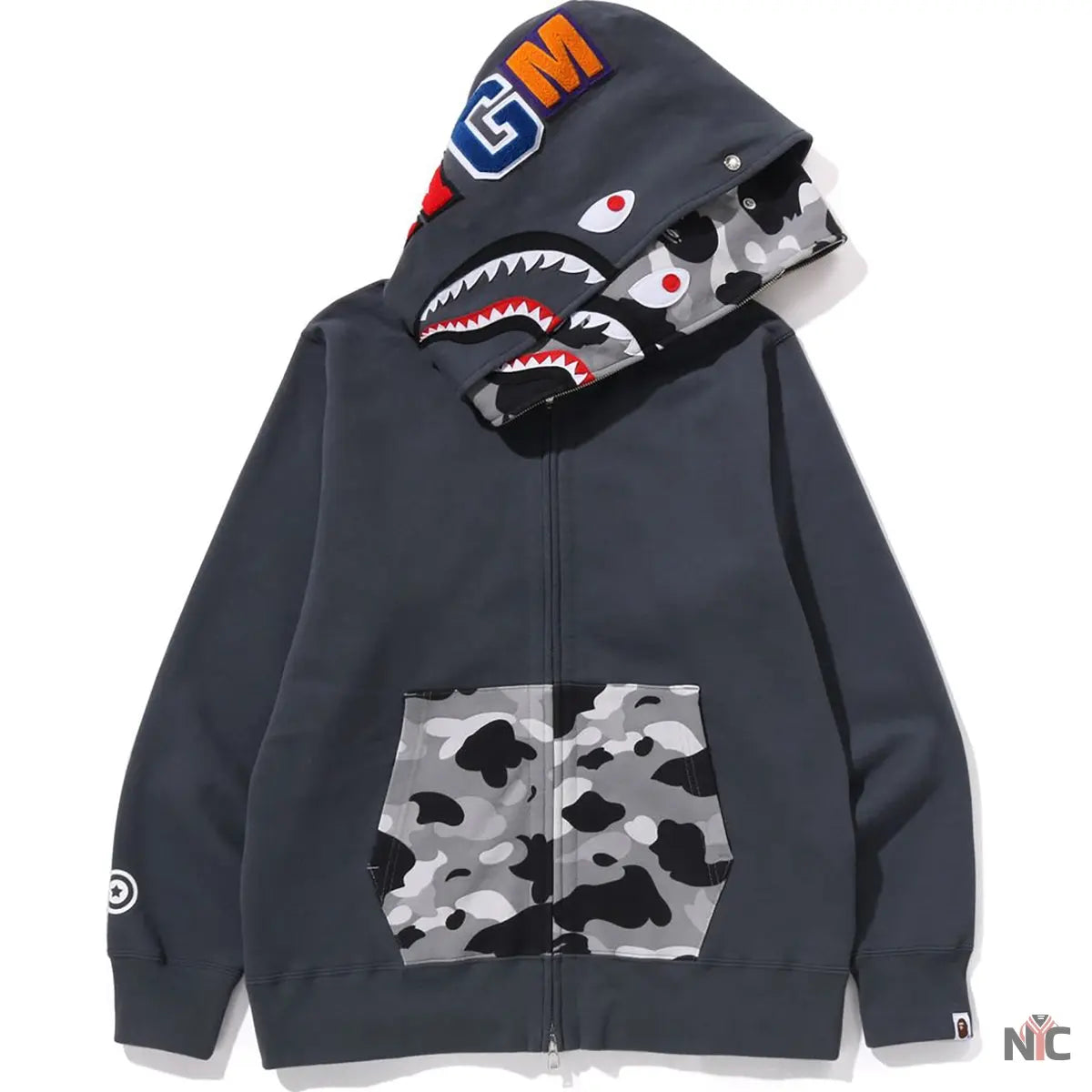 1st Camo Shark Full Zip Double Hoodie Mens NYC Jackets