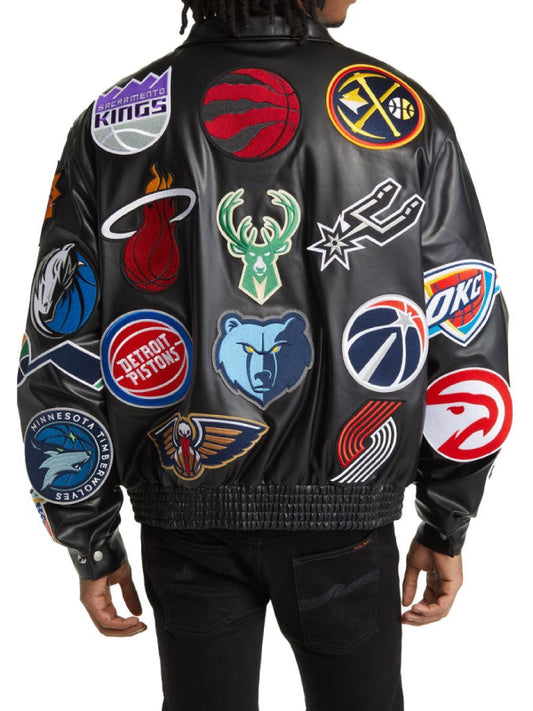 NBA Collage Faux Leather Jacket