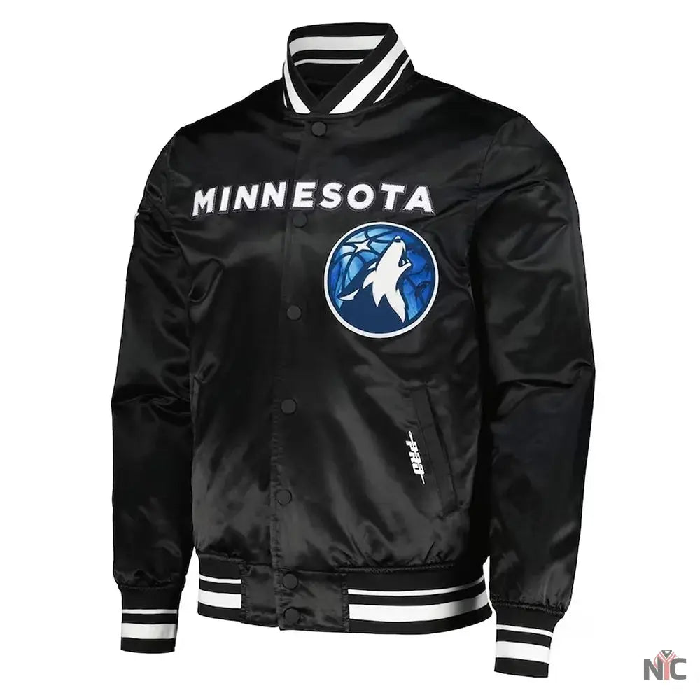 2024 City Edition Minnesota Timberwolves Black Satin Jacket NYC Jackets