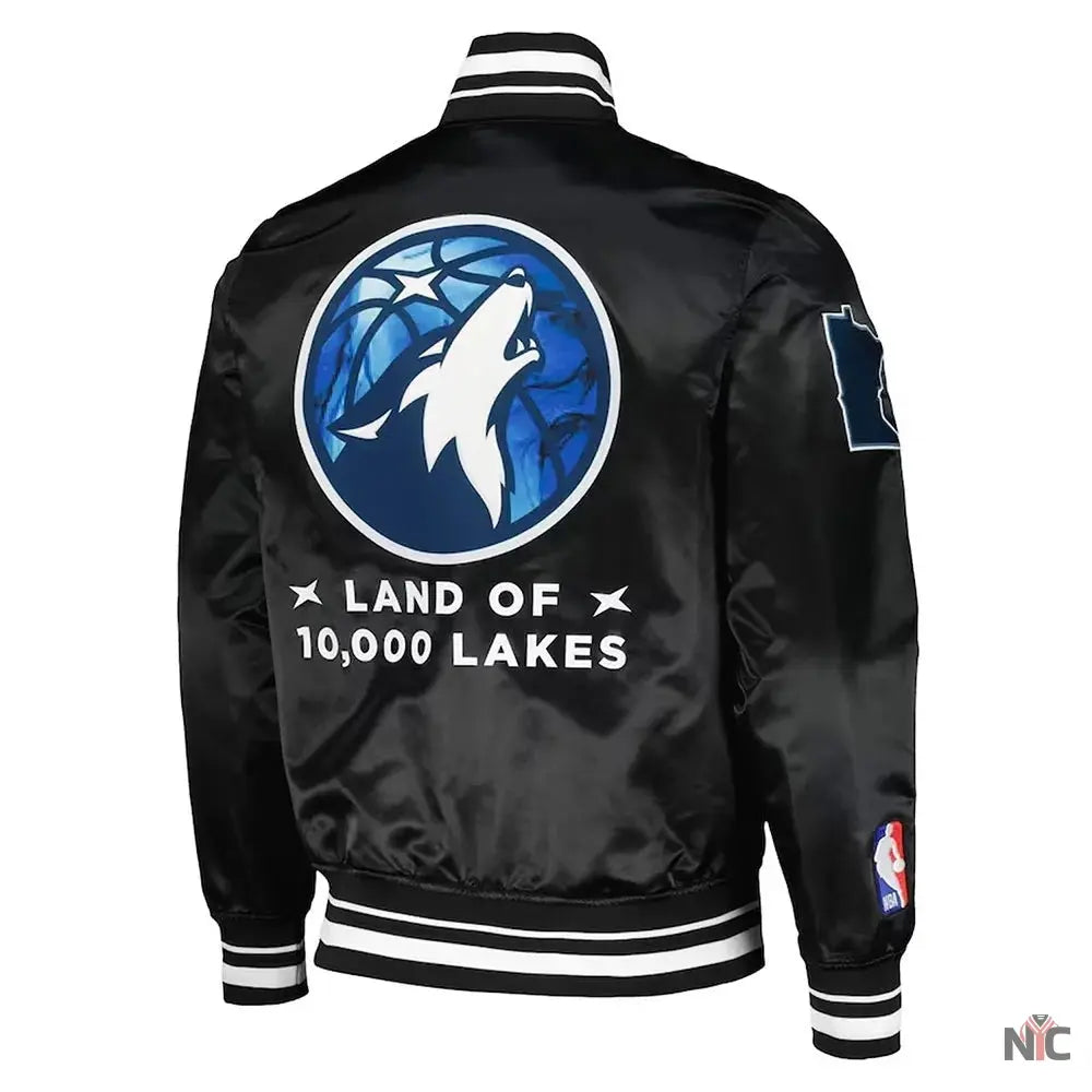 2024 City Edition Minnesota Timberwolves Black Satin Jacket NYC Jackets