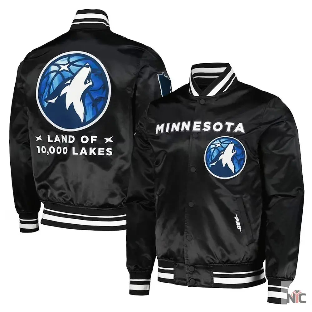 2024 City Edition Minnesota Timberwolves Black Satin Jacket NYC Jackets