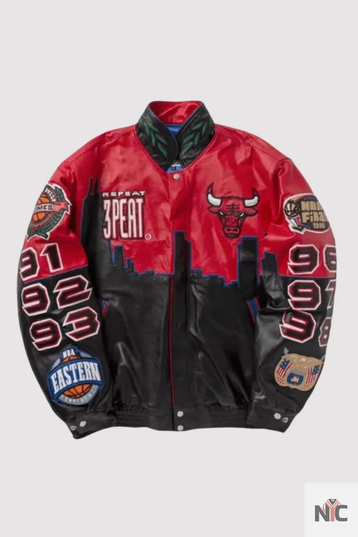 3 Peat Chicago Bulls Leather Varsity Jacket NYC Jackets