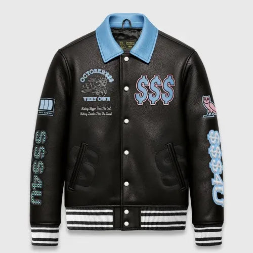 $$$4U Collared Varsity Black Jacket NYC Jackets