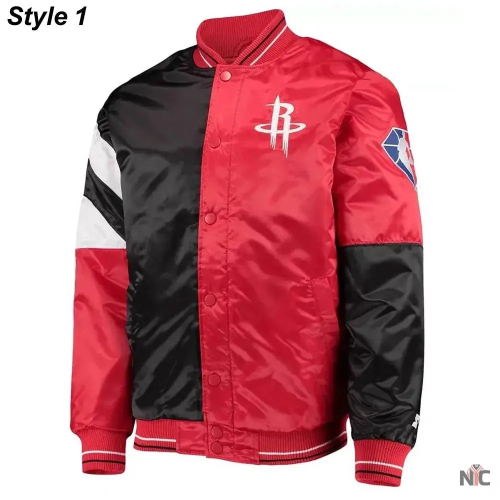 75th Anniversary Houston Rockets Leader Satin Jacket. NYC Jackets