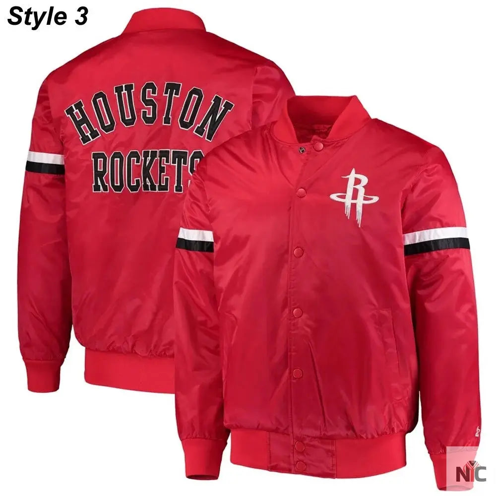 75th Anniversary Houston Rockets Leader Satin Jacket. NYC Jackets