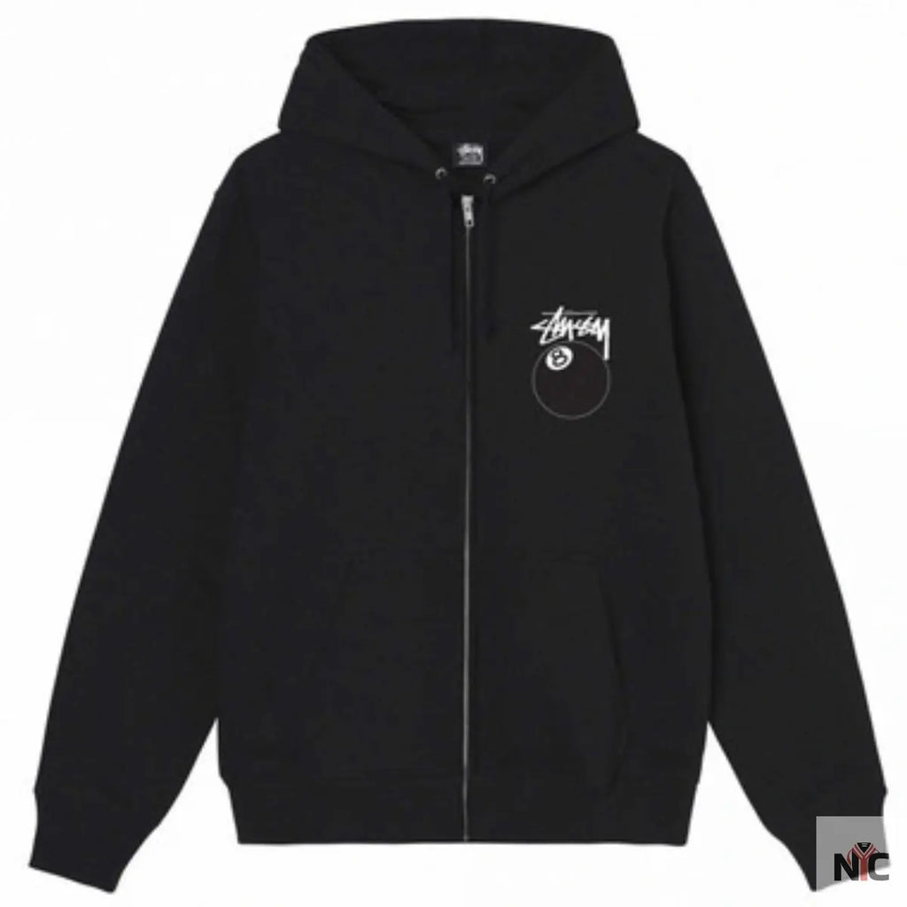 8 Ball Zip Black Hoodie NYC Jackets