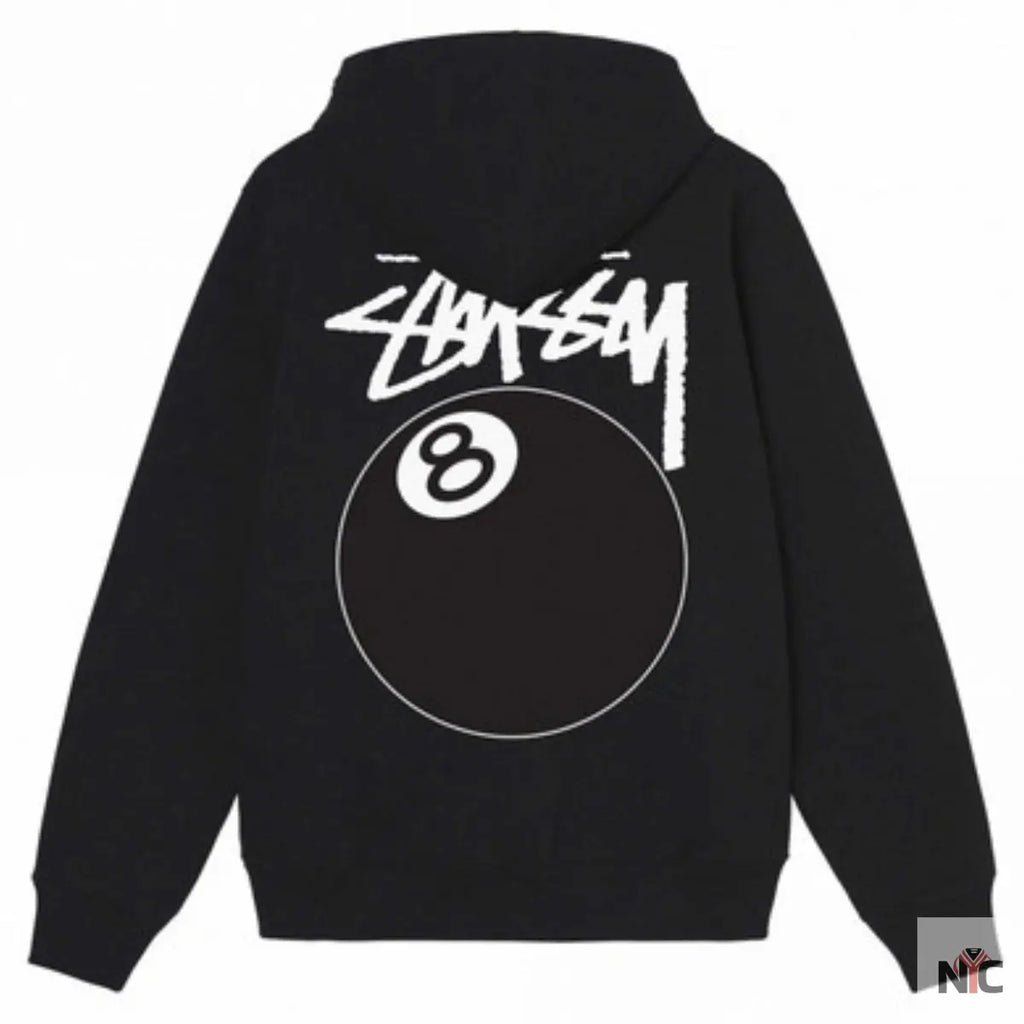 8 Ball Zip Black Hoodie NYC Jackets