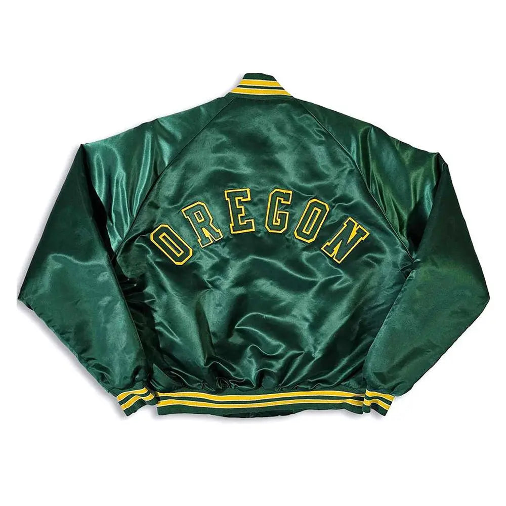 80s Oregon Ducks Green Bomber Satin Jacket NYC Jackets