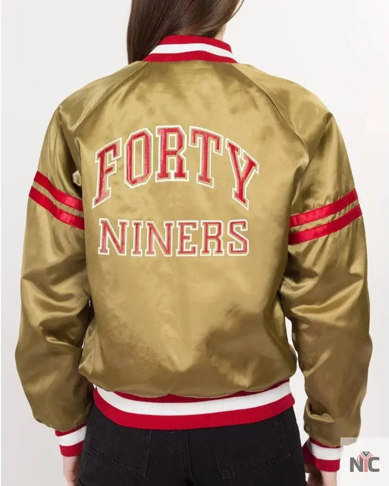 80s San Francisco 49ers Chalk Line Gold Satin Jacket NYC Jackets