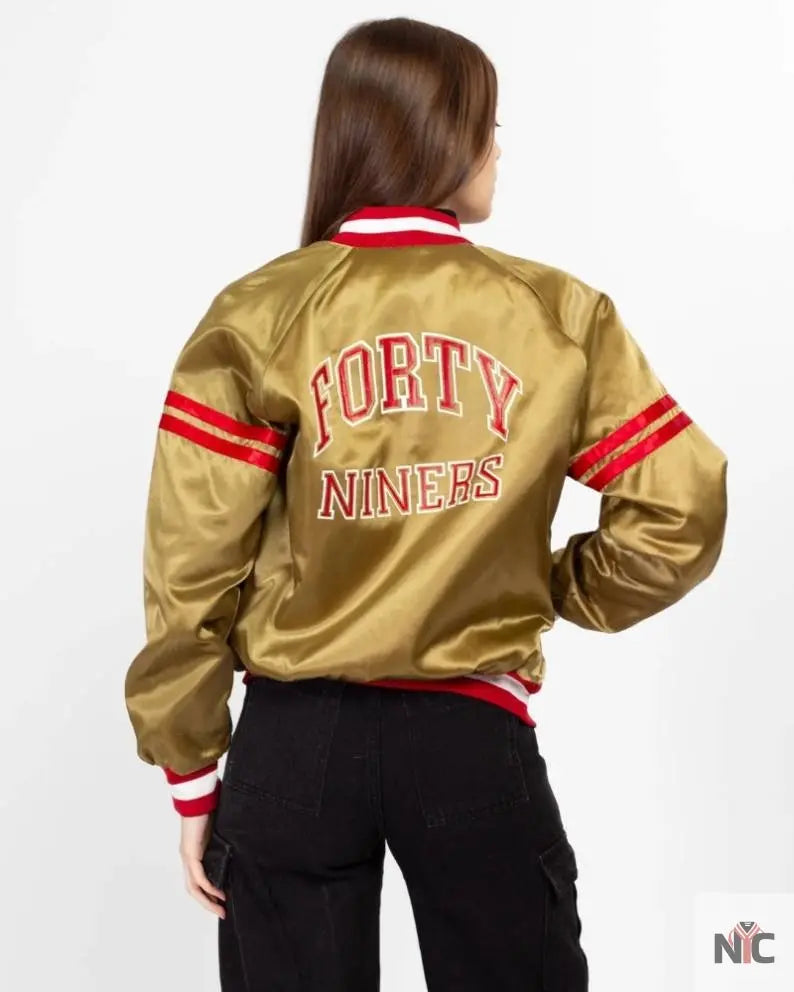 80s San Francisco 49ers Chalk Line Gold Satin Jacket NYC Jackets