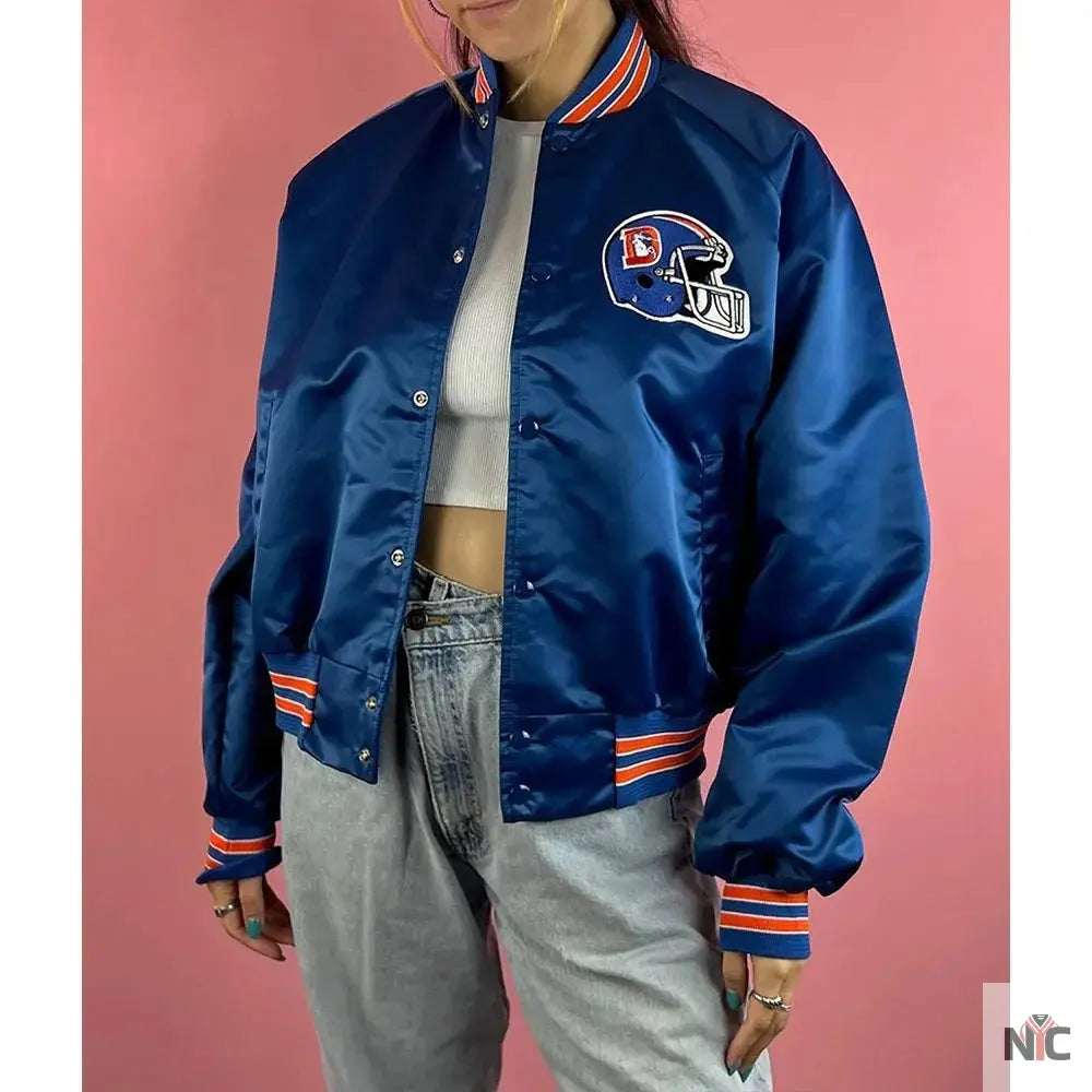 90’s Denver Broncos Blue Satin Jacket NYC Jackets