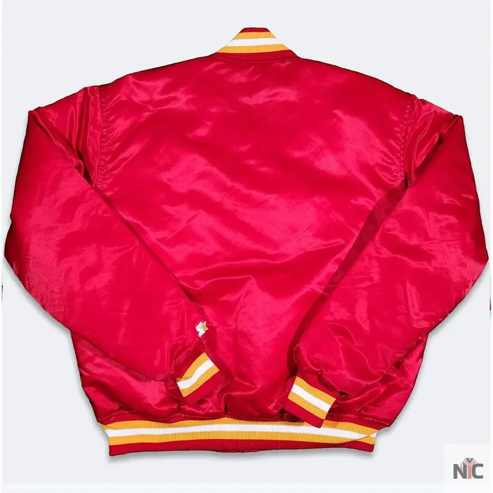 90s Houston Rockets Red Satin Jacket. NYC Jackets