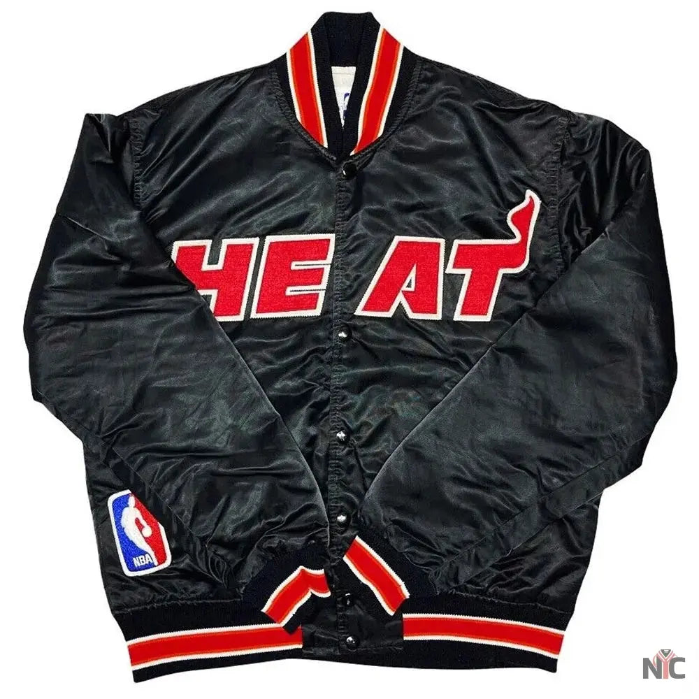 90s Miami Heat Satin Black Jacket NYC Jackets