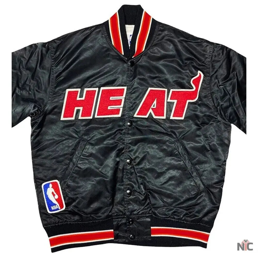 90s Miami Heat Satin Black Jacket NYC Jackets