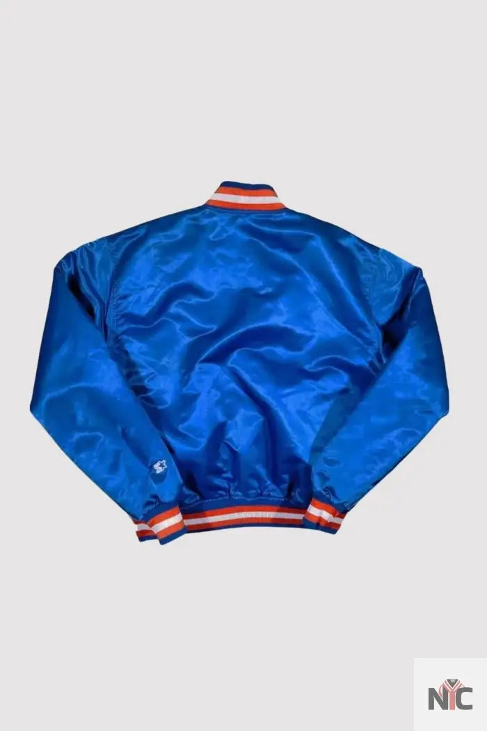 90s New York Knicks Blue Satin Bomber Jacket NYC Jackets