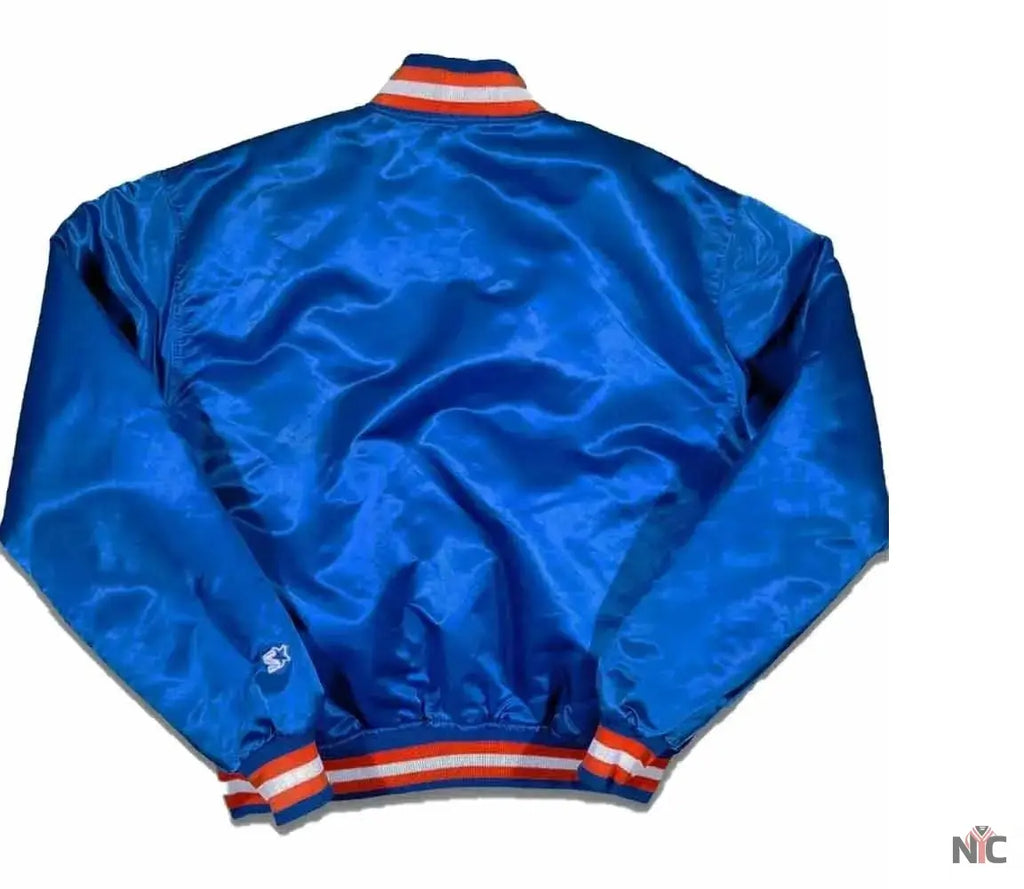 90s New York Knicks Bomber Blue Satin Jacket NYC Jackets