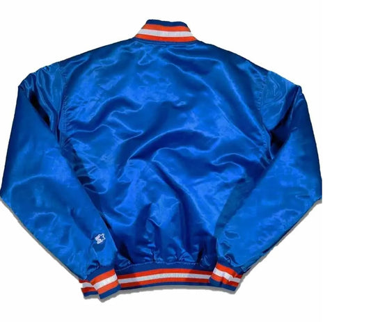 90s New York Knicks Bomber Blue Satin Jacket