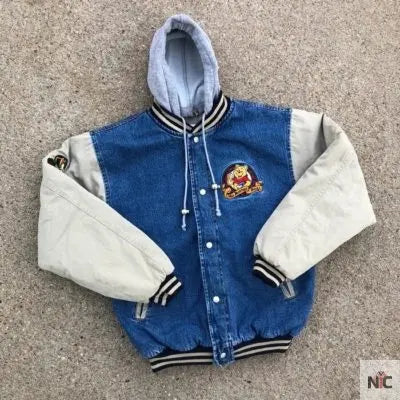 90s Xxxtentacion Winnie The Pooh Varsity Denim Jacket NYC Jackets