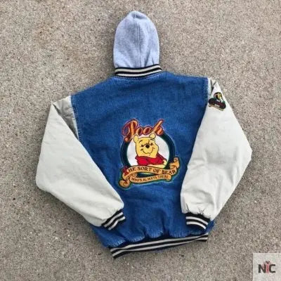 90s Xxxtentacion Winnie The Pooh Varsity Denim Jacket NYC Jackets