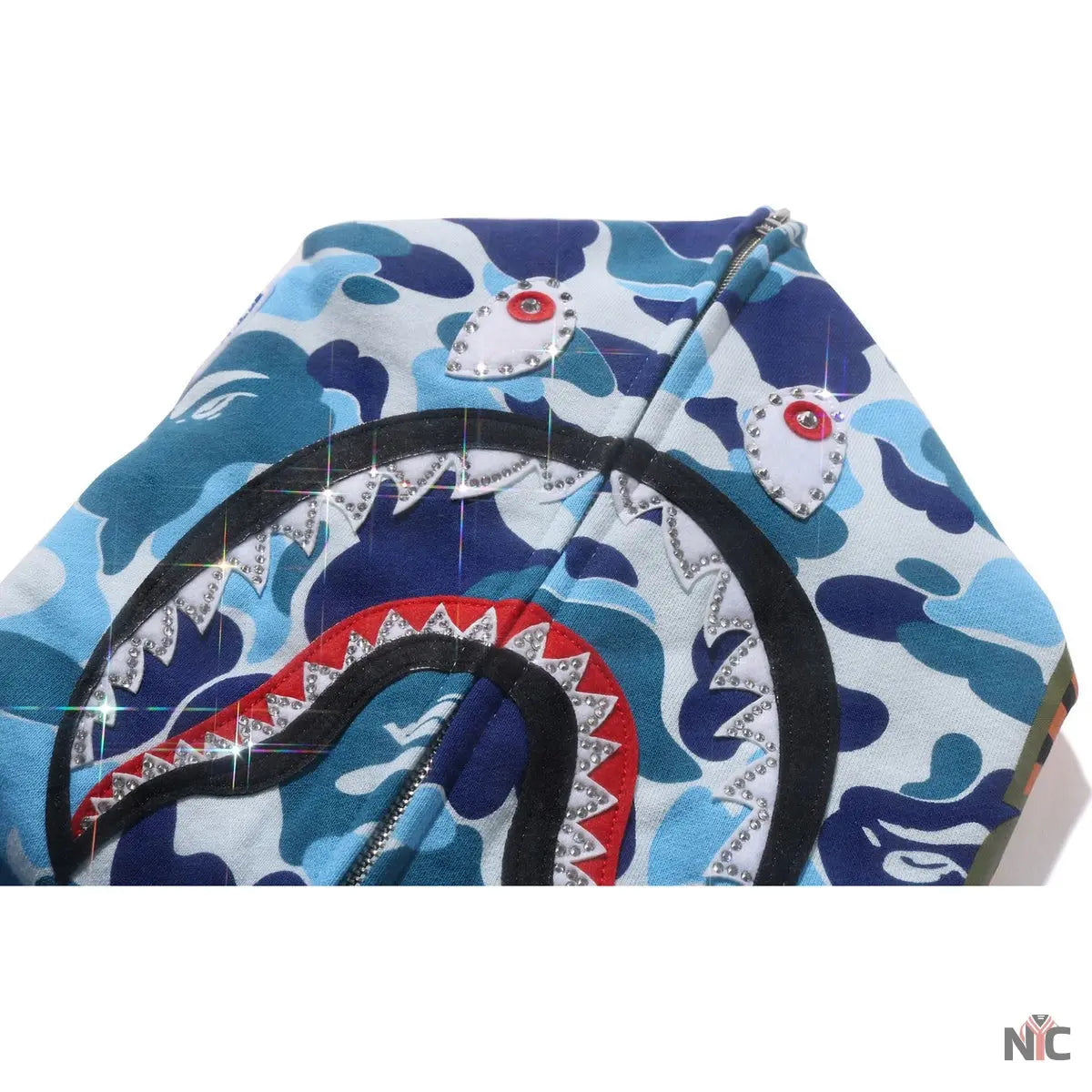 Abc Camo Crystal Stone Shark Full Zip Hoodie Mens NYC Jackets