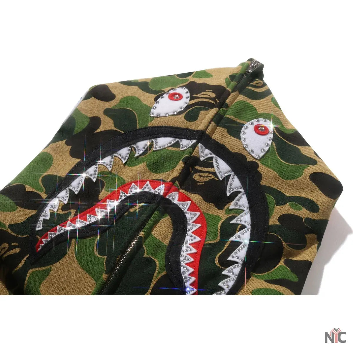 Abc Camo Crystal Stone Shark Full Zip Hoodie Mens NYC Jackets