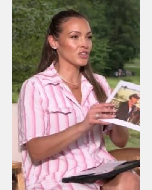 Access Daily Emily Orozco Pink and White Striped Mini Dress NYC Jackets
