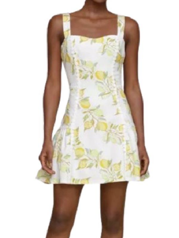 Access Daily Kit Hoover White Lemon Print Mini Dress NYC Jackets