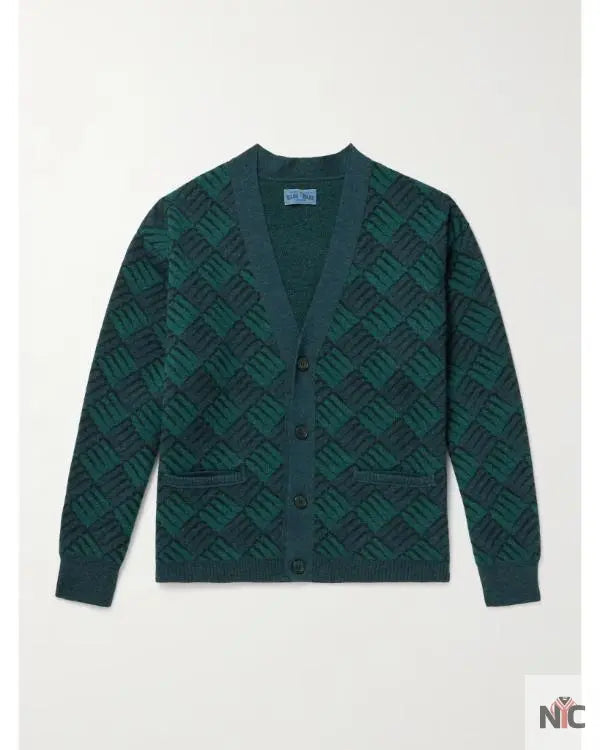 Access Hollywood Nick Offerman Green & Blue Printed Cardigan NYC Jackets