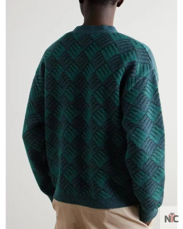 Access Hollywood Nick Offerman Green & Blue Printed Cardigan NYC Jackets
