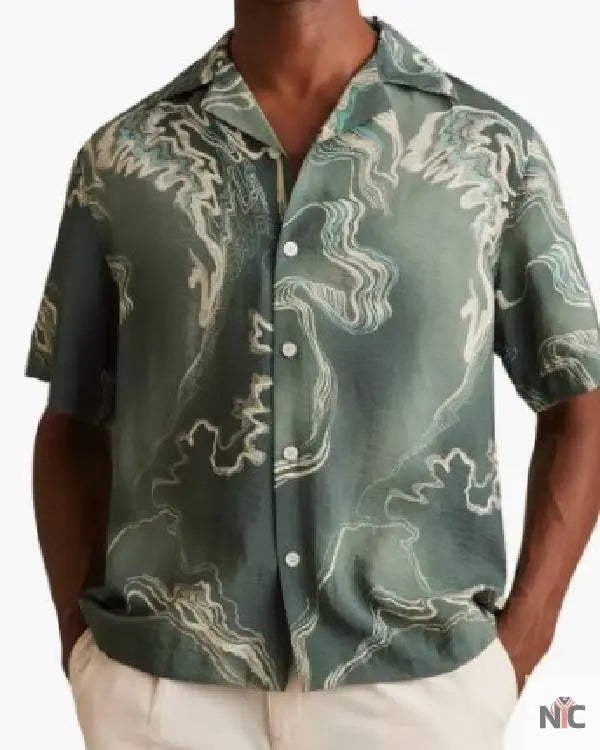 Access Hollywood Scott Evans Green Printed Shirt NYC Jackets