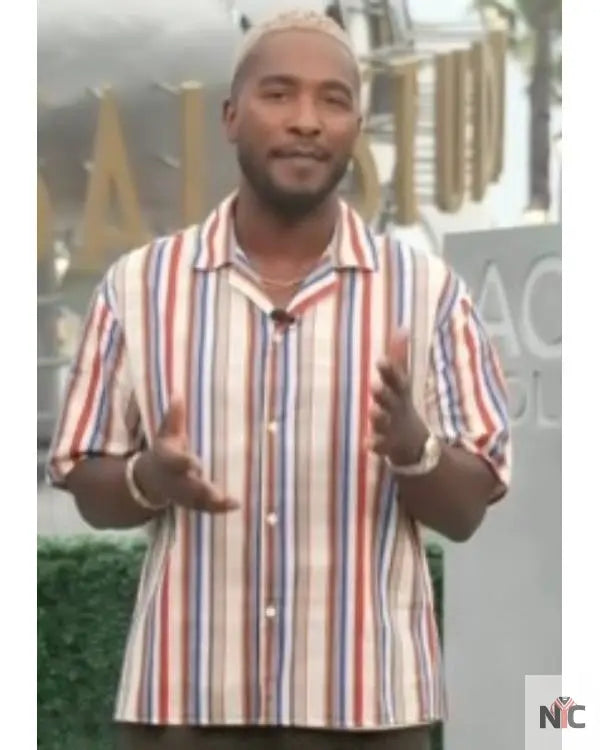Access Hollywood Scott Evans Striped Short Sleeve Shirt NYC Jackets