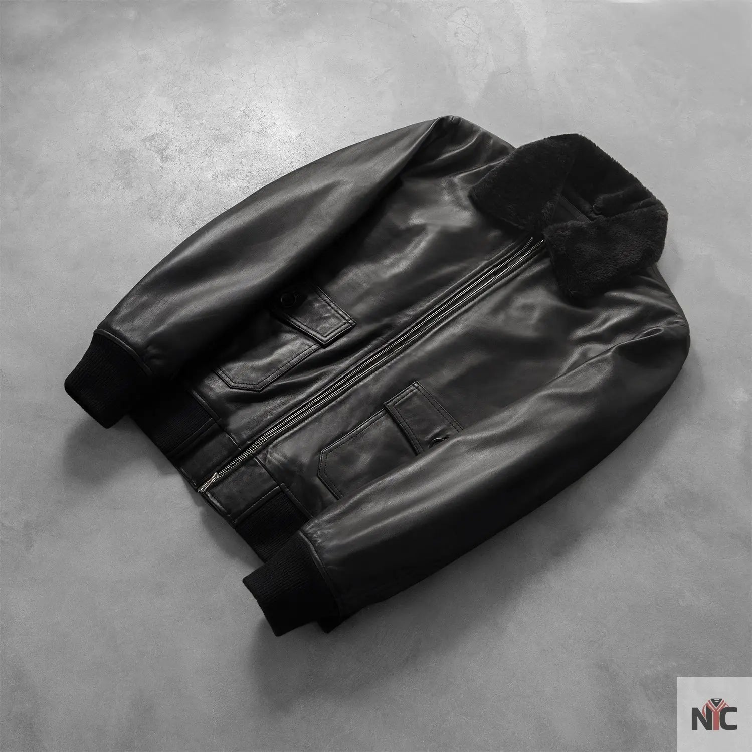 Airin G-1 Black Leather Bomber Jacket NYC Jackets