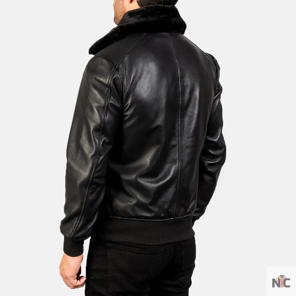 Airin G-1 Black Leather Bomber Jacket NYC Jackets