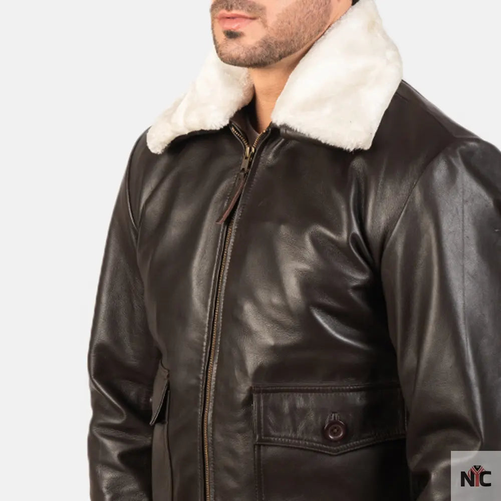 Airin G-1 Brown Leather Bomber Jacket NYC Jackets