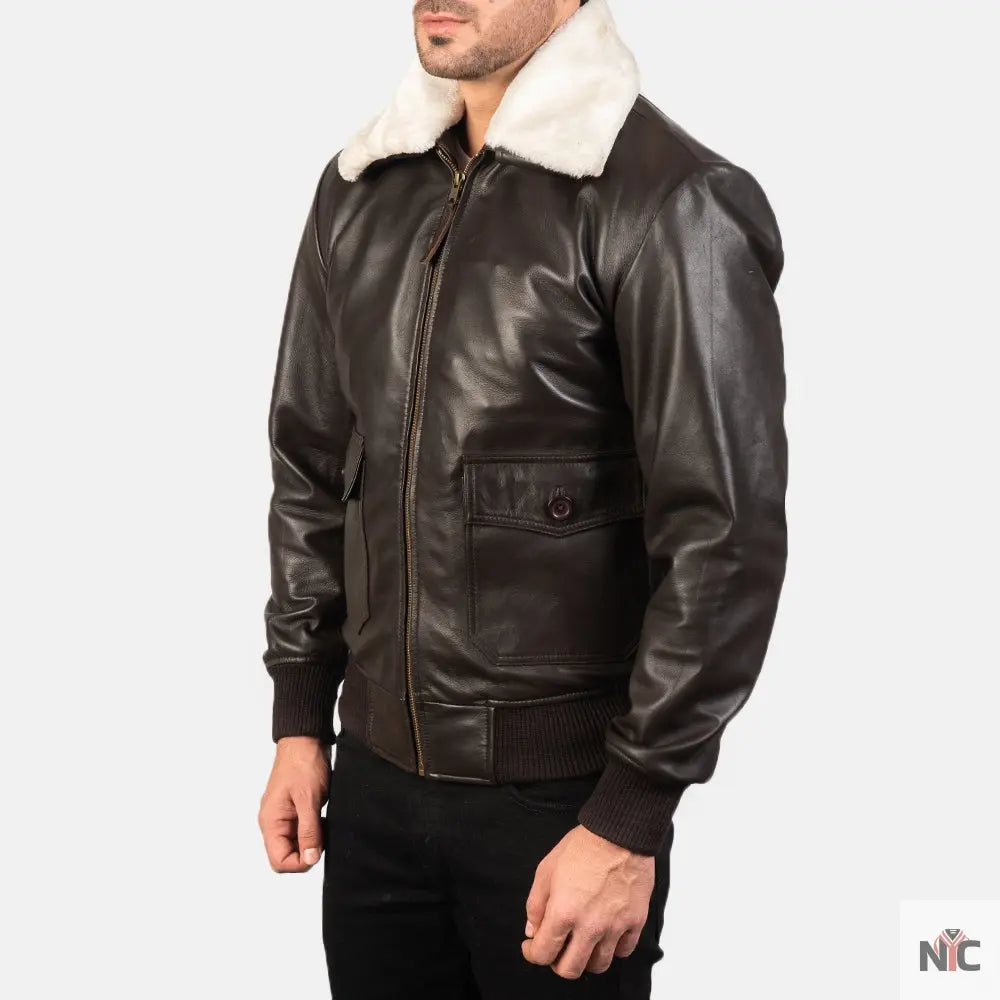 Airin G-1 Brown Leather Bomber Jacket NYC Jackets