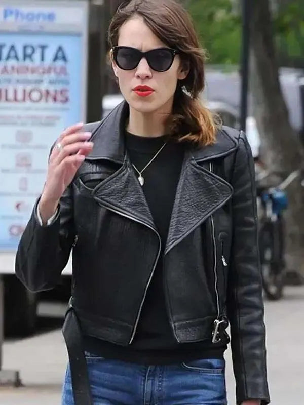 Alexa Chung Black Leather Jacket NYC Jackets