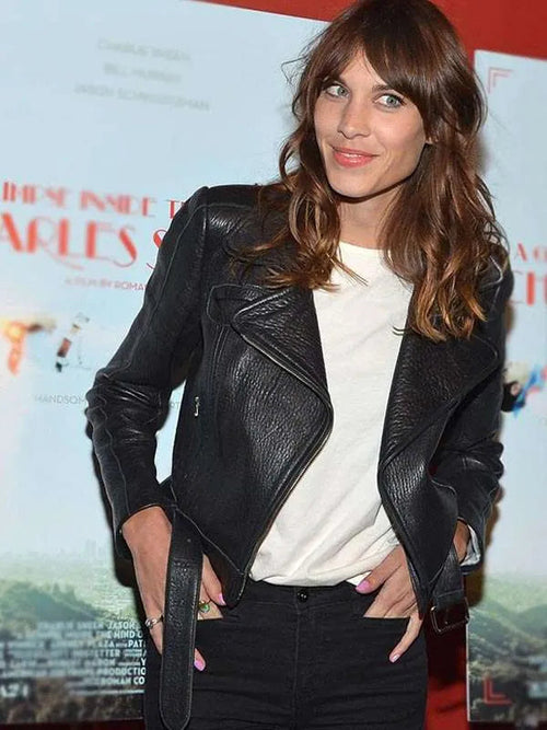 Alexa Chung Black Leather Jacket NYC Jackets