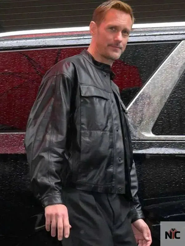 Alexander Skarsgård Murderbot Black Leather Jacket NYC Jackets