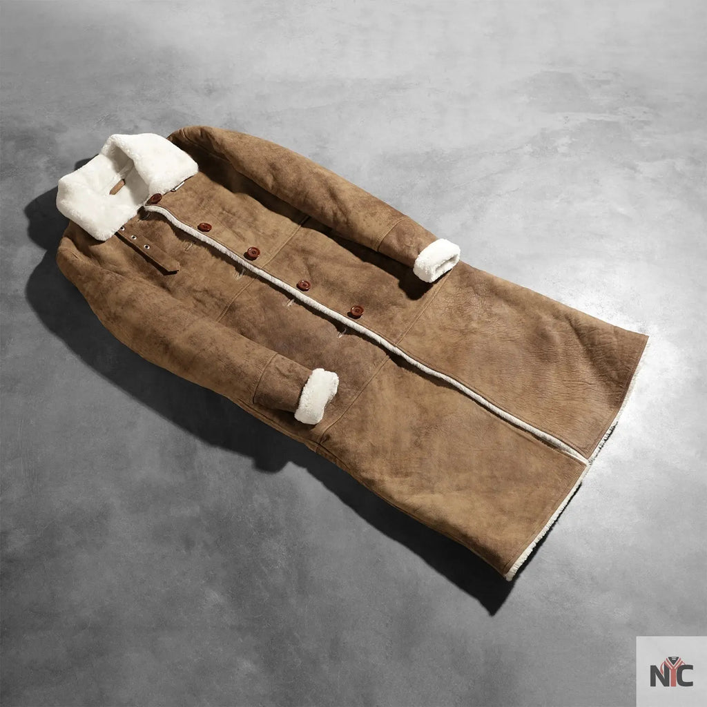 Alina Shearling Brown Leather Coat NYC Jackets